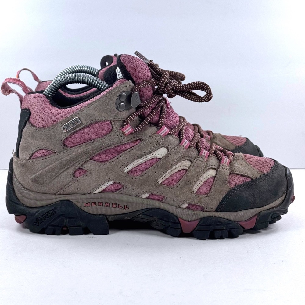 Merrell Moab Mid Waterproof Hiking Boots Women 7 Boulder Blush J24454 Vibram